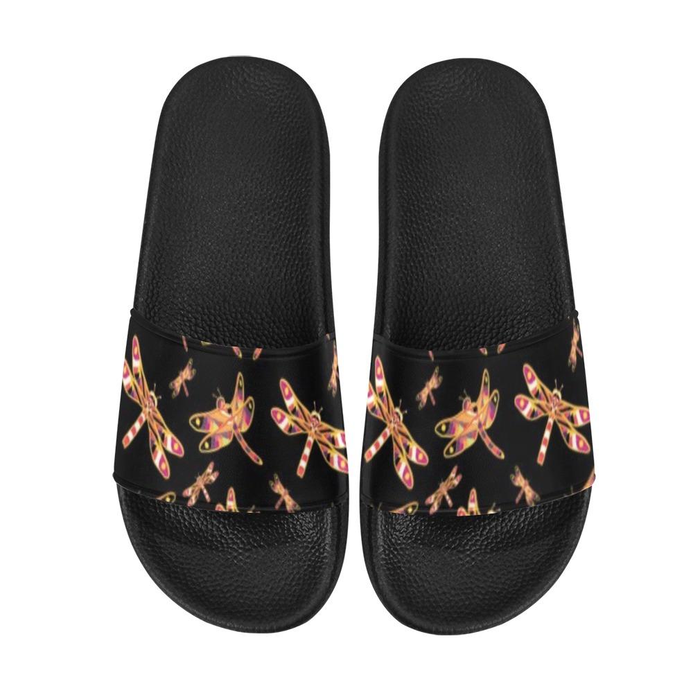 Gathering Yellow Black Women's Slide Sandals (Model 057) Women's Slide Sandals (057) e-joyer
