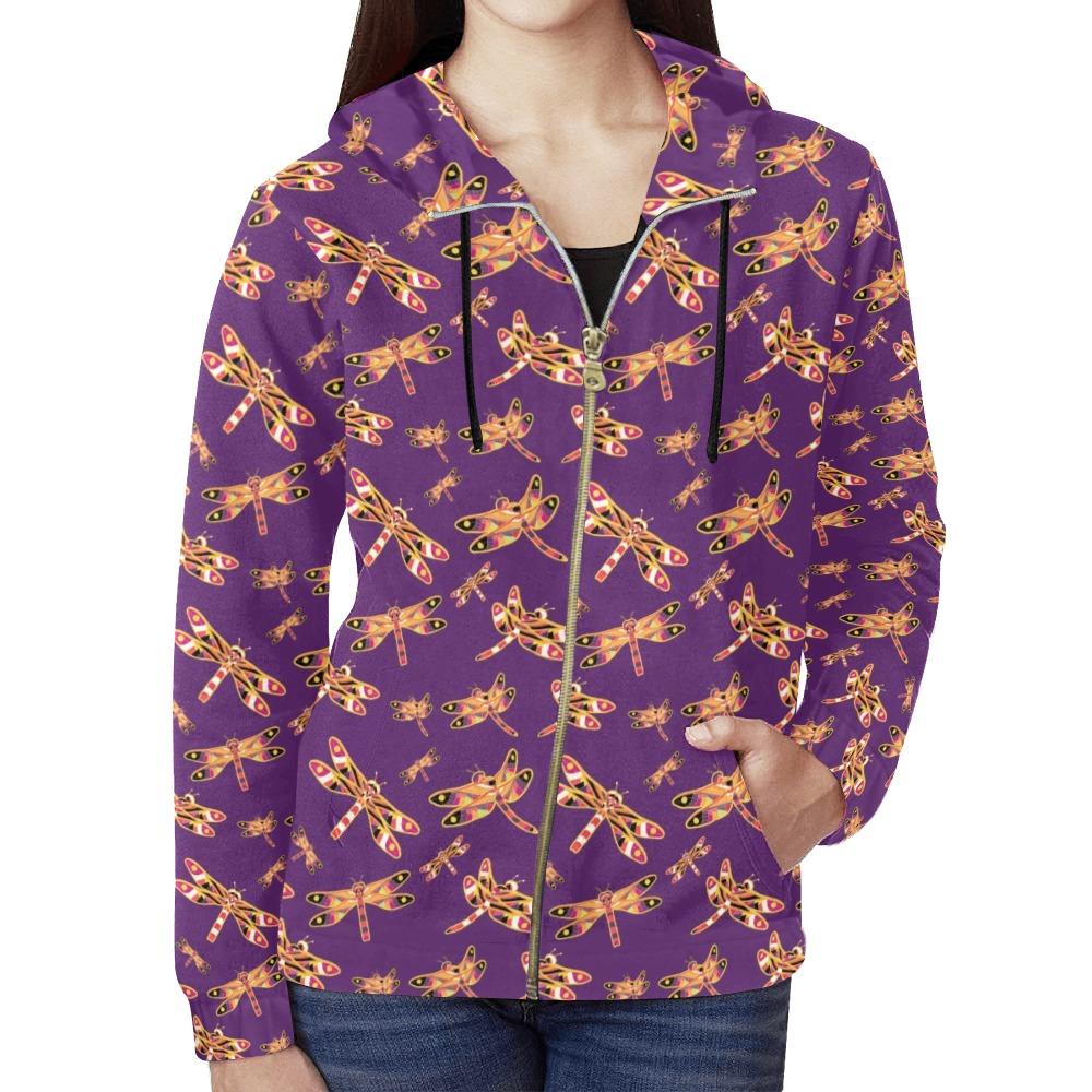 Gathering Yellow Purple All Over Print Full Zip Hoodie for Women (Model H14) All Over Print Full Zip Hoodie for Women (H14) e-joyer