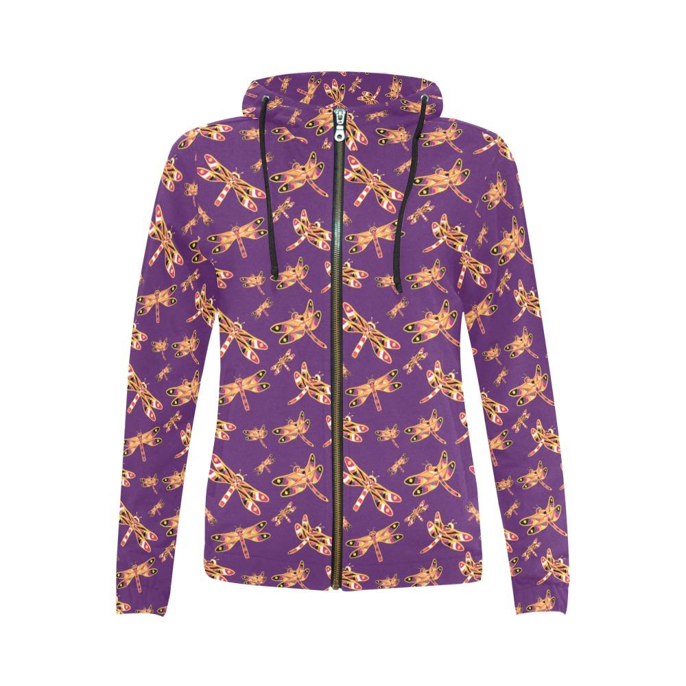 Gathering Yellow Purple All Over Print Full Zip Hoodie for Women (Model H14) All Over Print Full Zip Hoodie for Women (H14) e-joyer