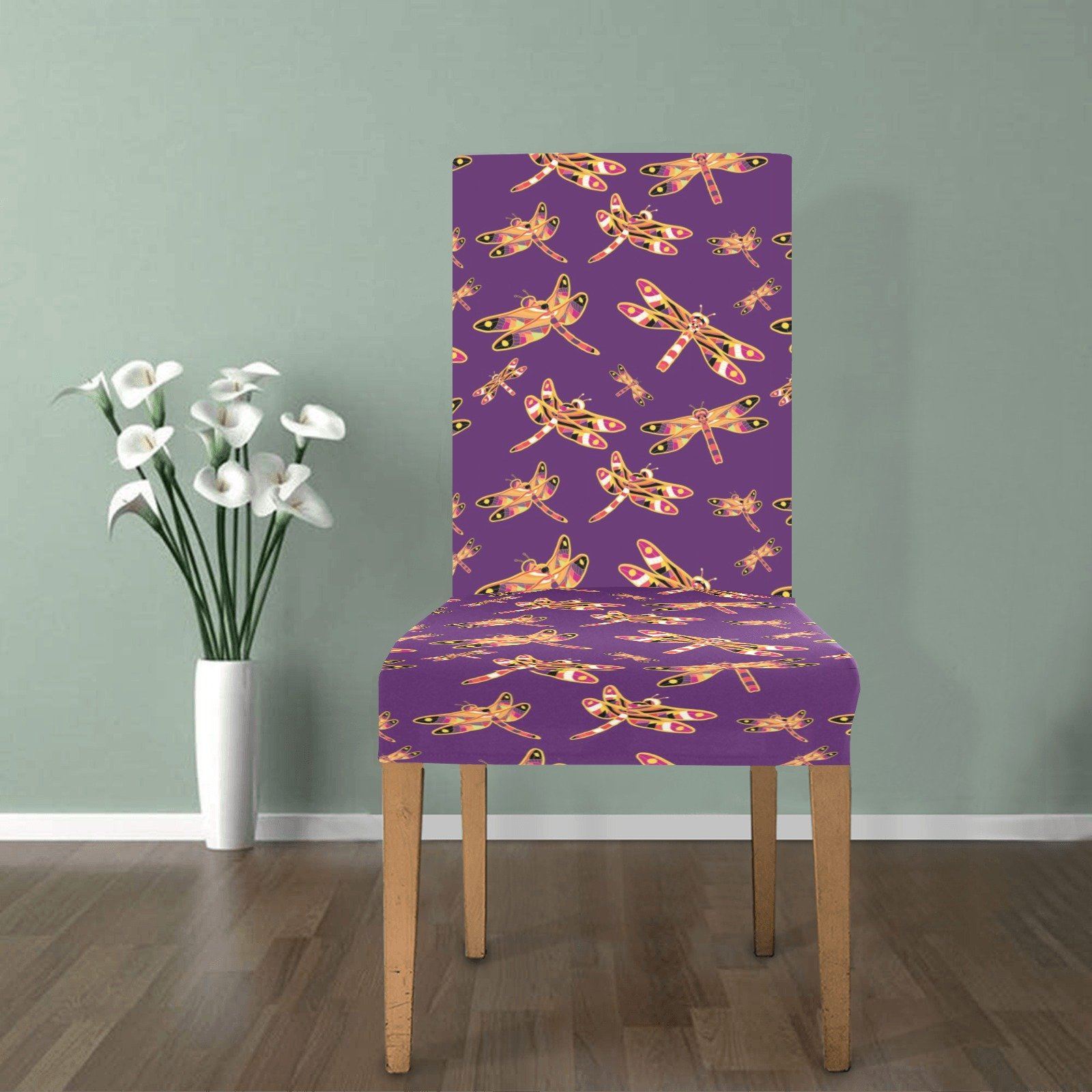 Gathering Yellow Purple Chair Cover (Pack of 6) Chair Cover (Pack of 6) e-joyer 