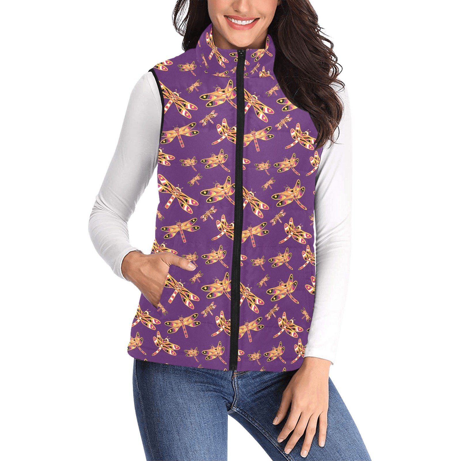 Gathering Yellow Purple Women's Padded Vest Jacket (Model H44) Women's Padded Vest Jacket (H44) e-joyer