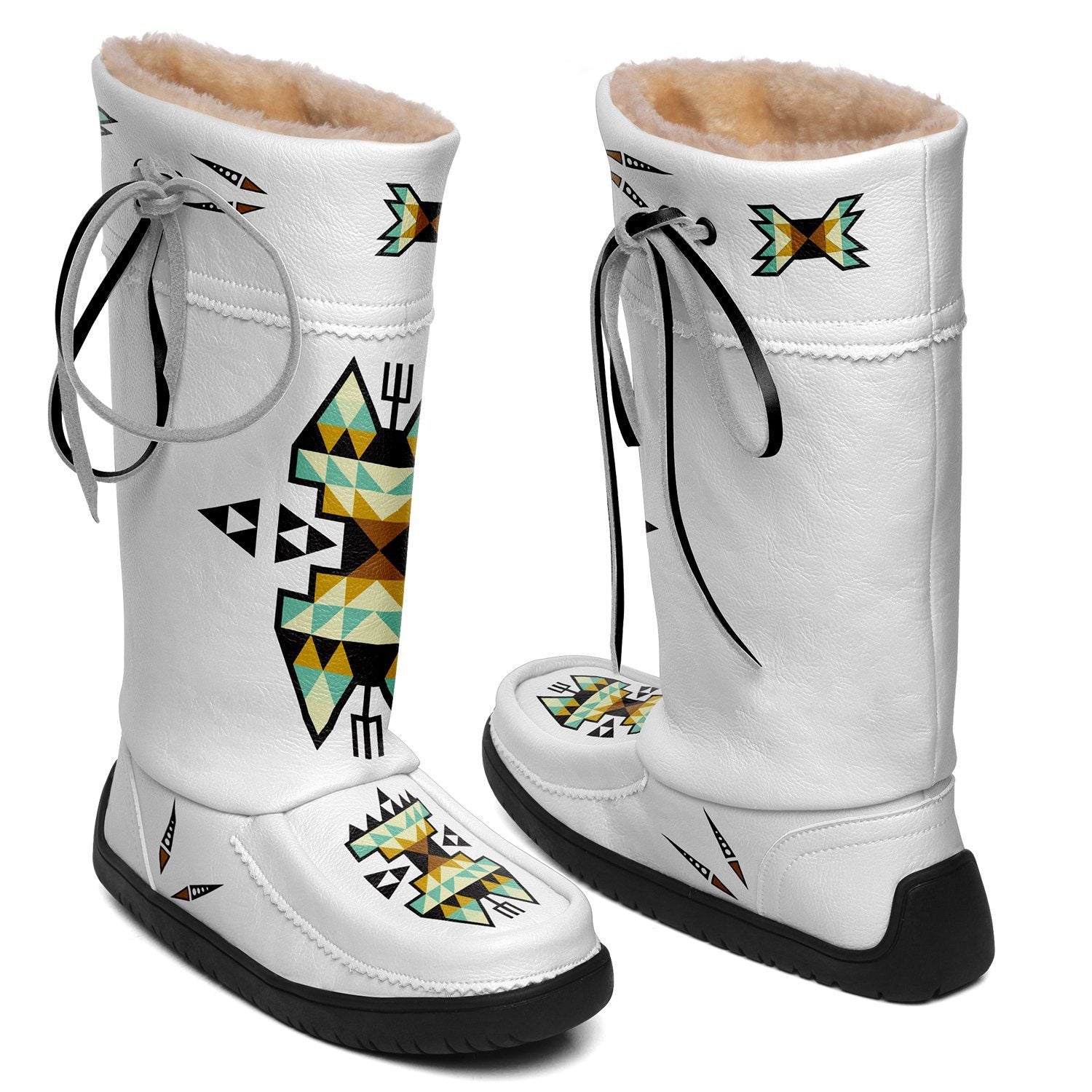 Geometric Earth Tone Real Leather MoccaLux 49 Dzine