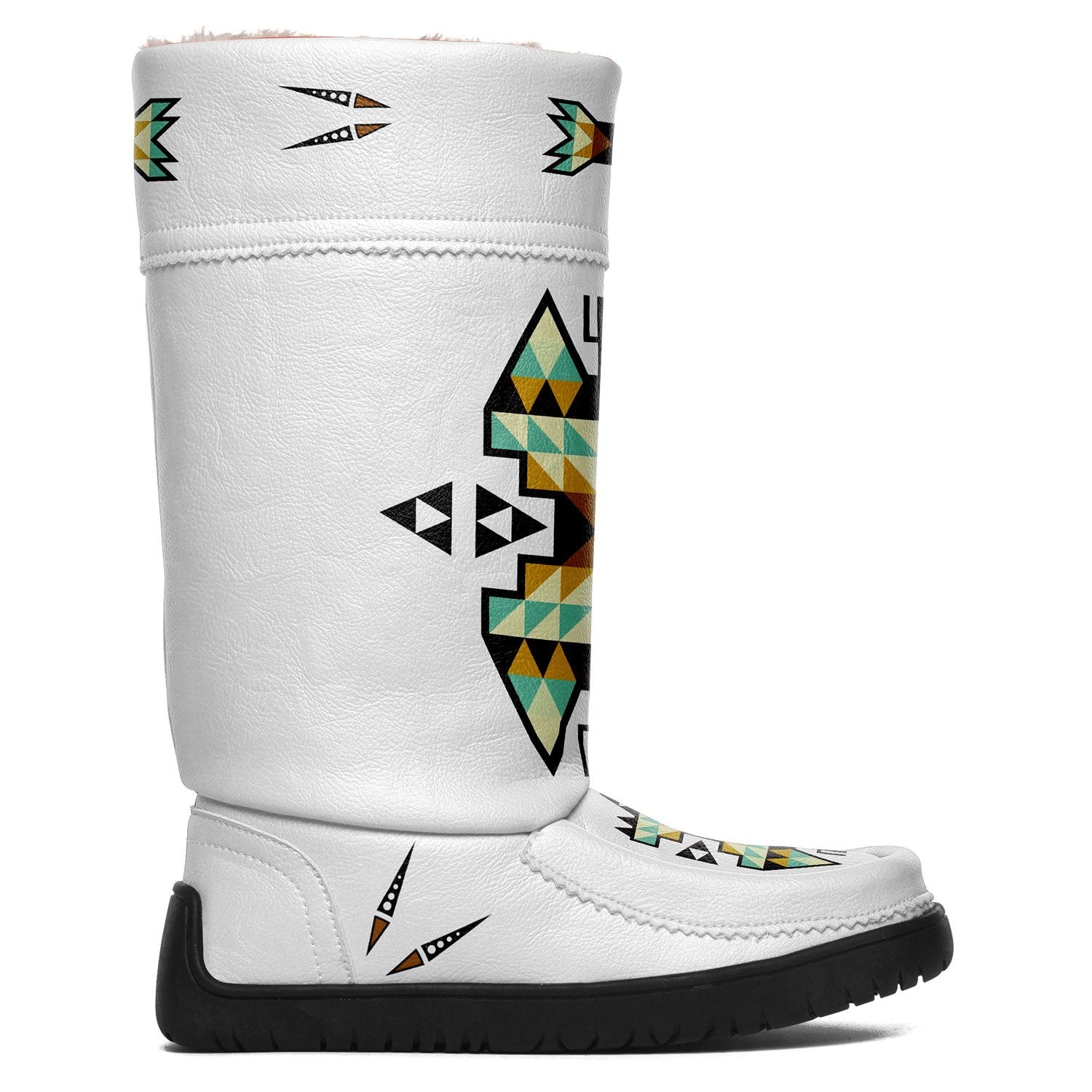 Geometric Earth Tone Real Leather MoccaLux 49 Dzine