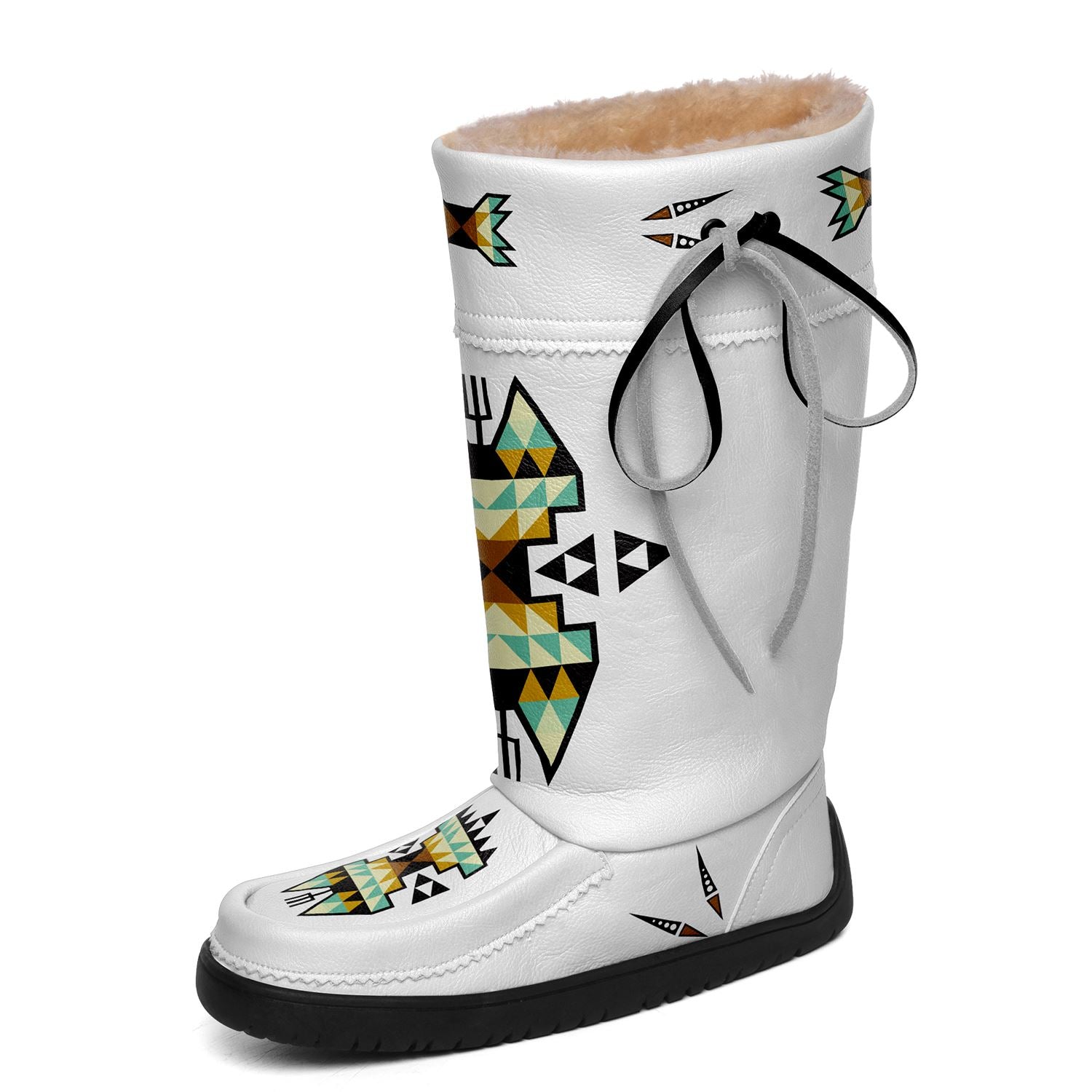 Geometric Earth Tone Real Leather MoccaLux 49 Dzine