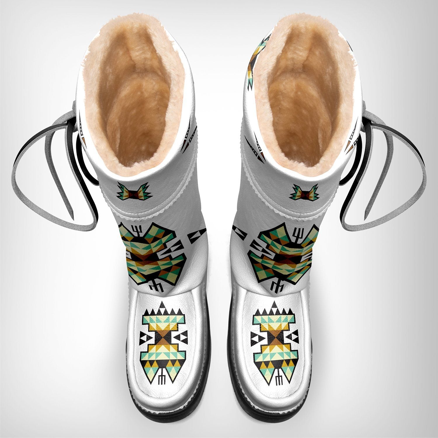 Geometric Earth Tone Real Leather MoccaLux 49 Dzine
