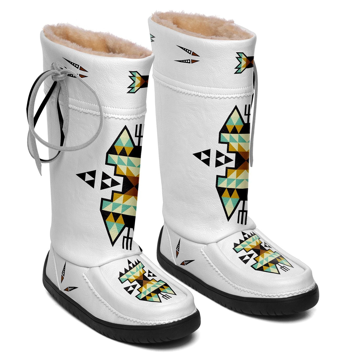 Geometric Earth Tone Real Leather MoccaLux 49 Dzine
