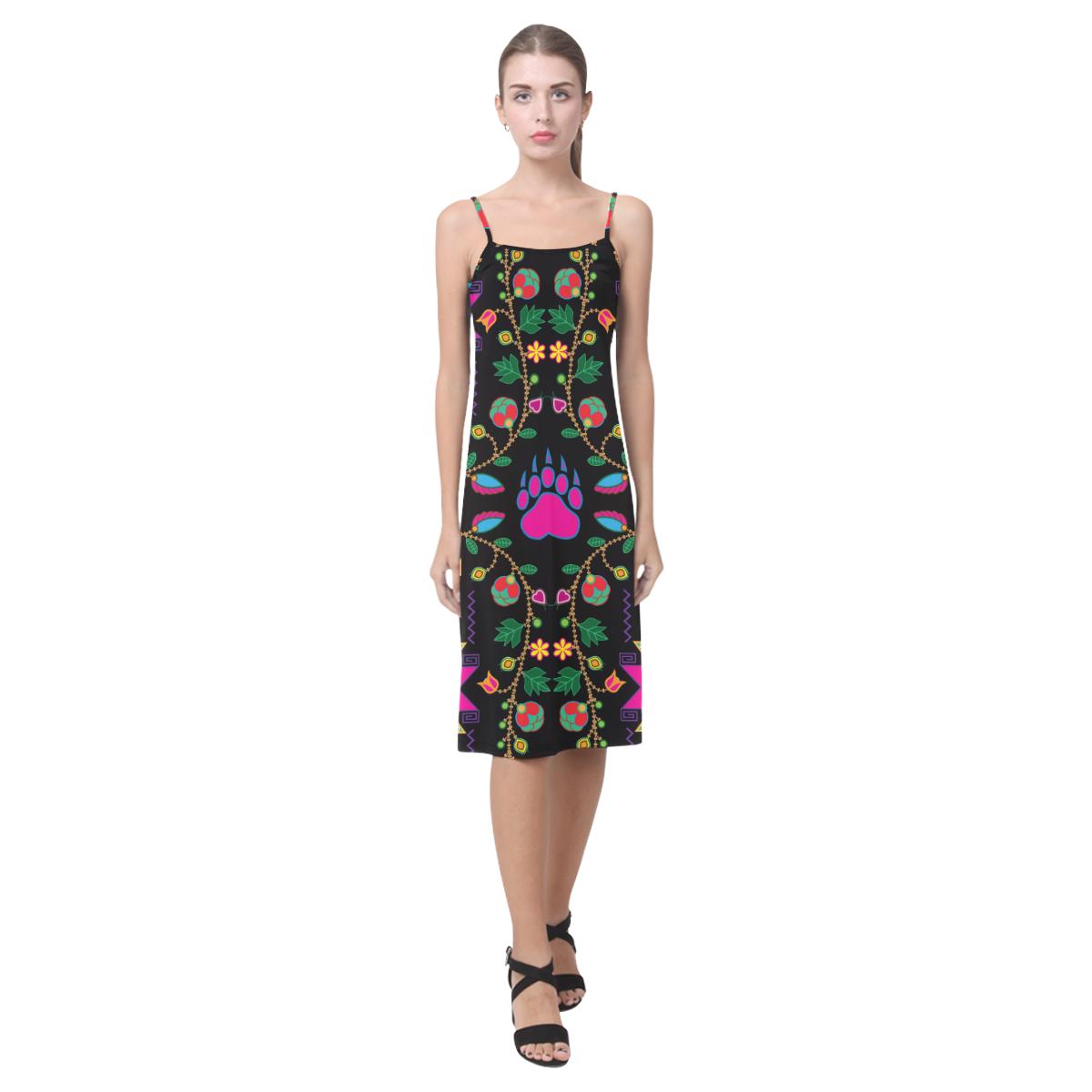 Geometric Floral Fall - Black Alcestis Slip Dress (Model D05) Alcestis Slip Dress (D05) e-joyer 