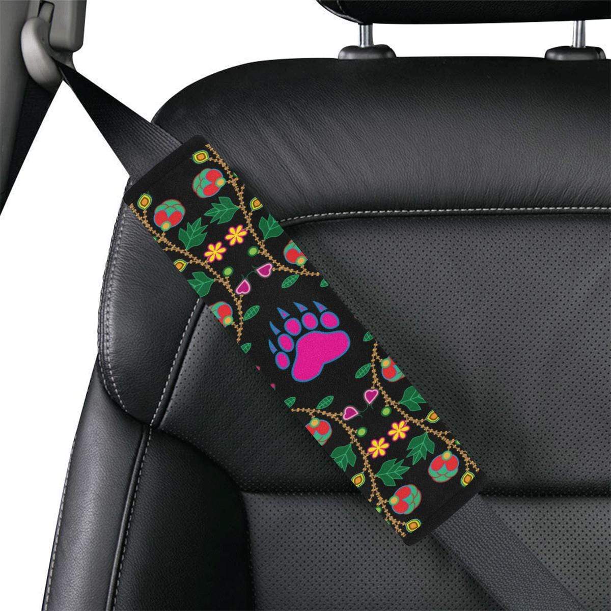 Geometric Floral Fall - Black Car Seat Belt Cover 7''x12.6'' Car Seat Belt Cover 7''x12.6'' e-joyer 