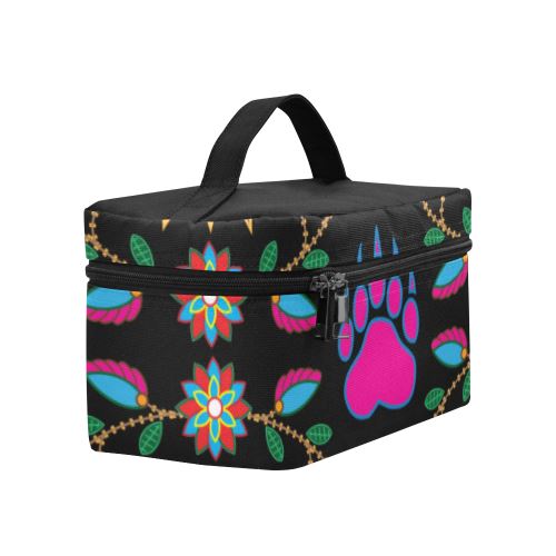 Geometric Floral Fall-Black Cosmetic Bag/Large (Model 1658) Cosmetic Bag e-joyer