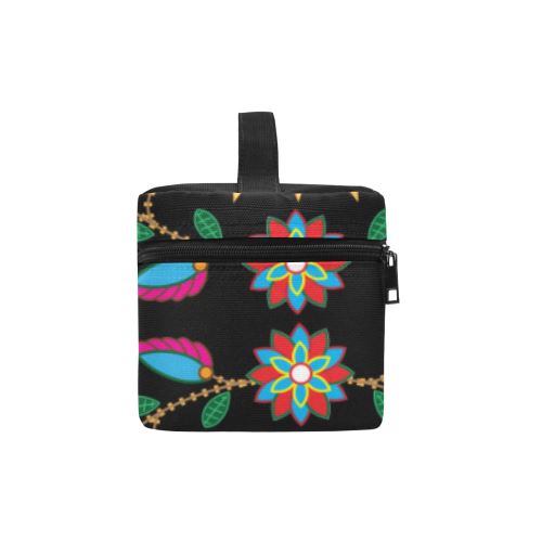 Geometric Floral Fall-Black Cosmetic Bag/Large (Model 1658) Cosmetic Bag e-joyer