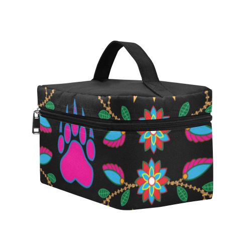 Geometric Floral Fall-Black Cosmetic Bag/Large (Model 1658) Cosmetic Bag e-joyer