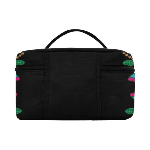 Geometric Floral Fall-Black Cosmetic Bag/Large (Model 1658) Cosmetic Bag e-joyer