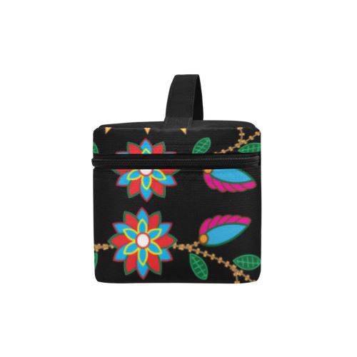 Geometric Floral Fall-Black Cosmetic Bag/Large (Model 1658) Cosmetic Bag e-joyer