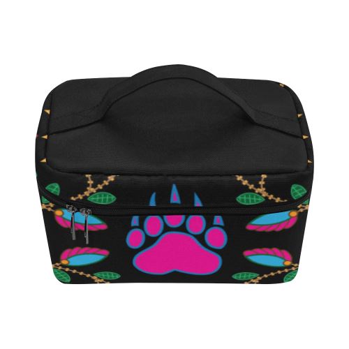 Geometric Floral Fall-Black Cosmetic Bag/Large (Model 1658) Cosmetic Bag e-joyer