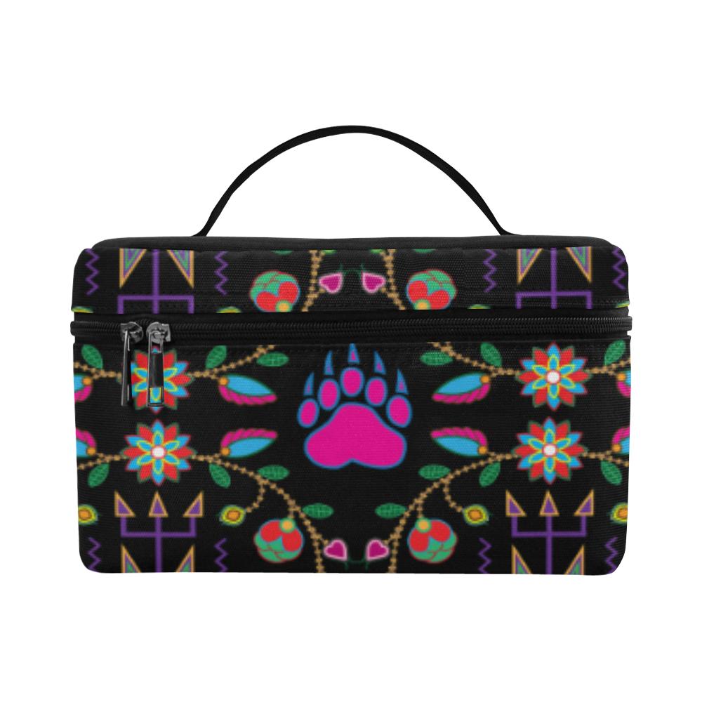 Geometric Floral Fall - Black Cosmetic Bag/Large (Model 1658) Cosmetic Bag e-joyer