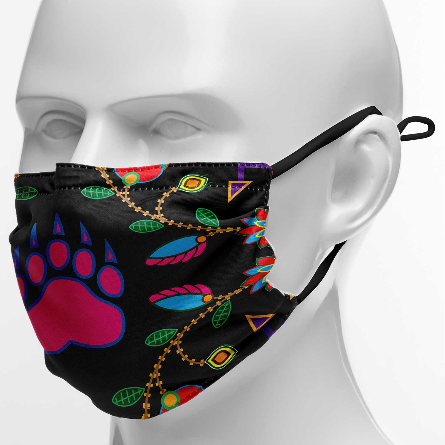 Geometric Floral Fall Black Face Cover Herman