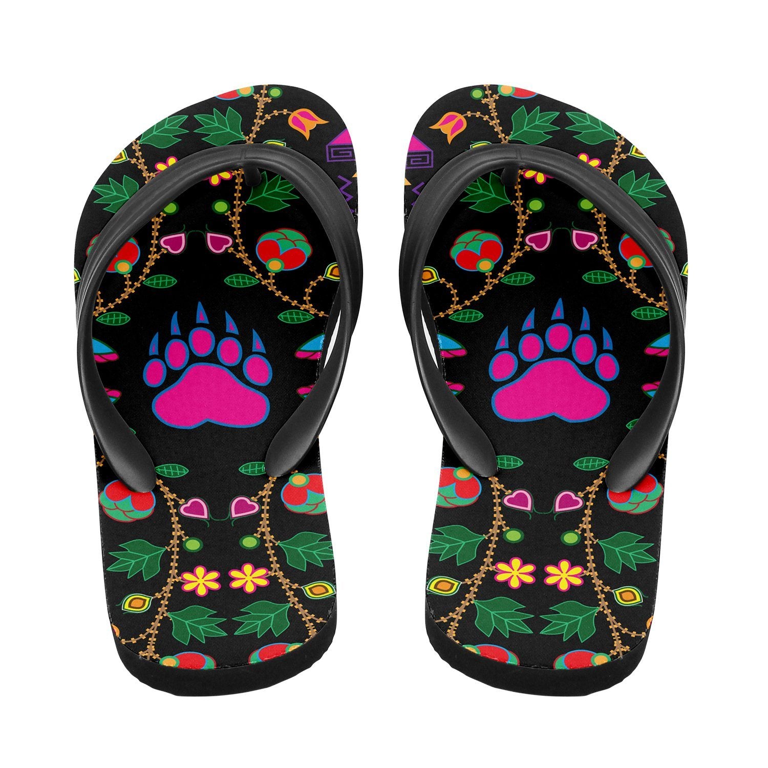 Geometric Floral Fall Black Flip Flops 49 Dzine