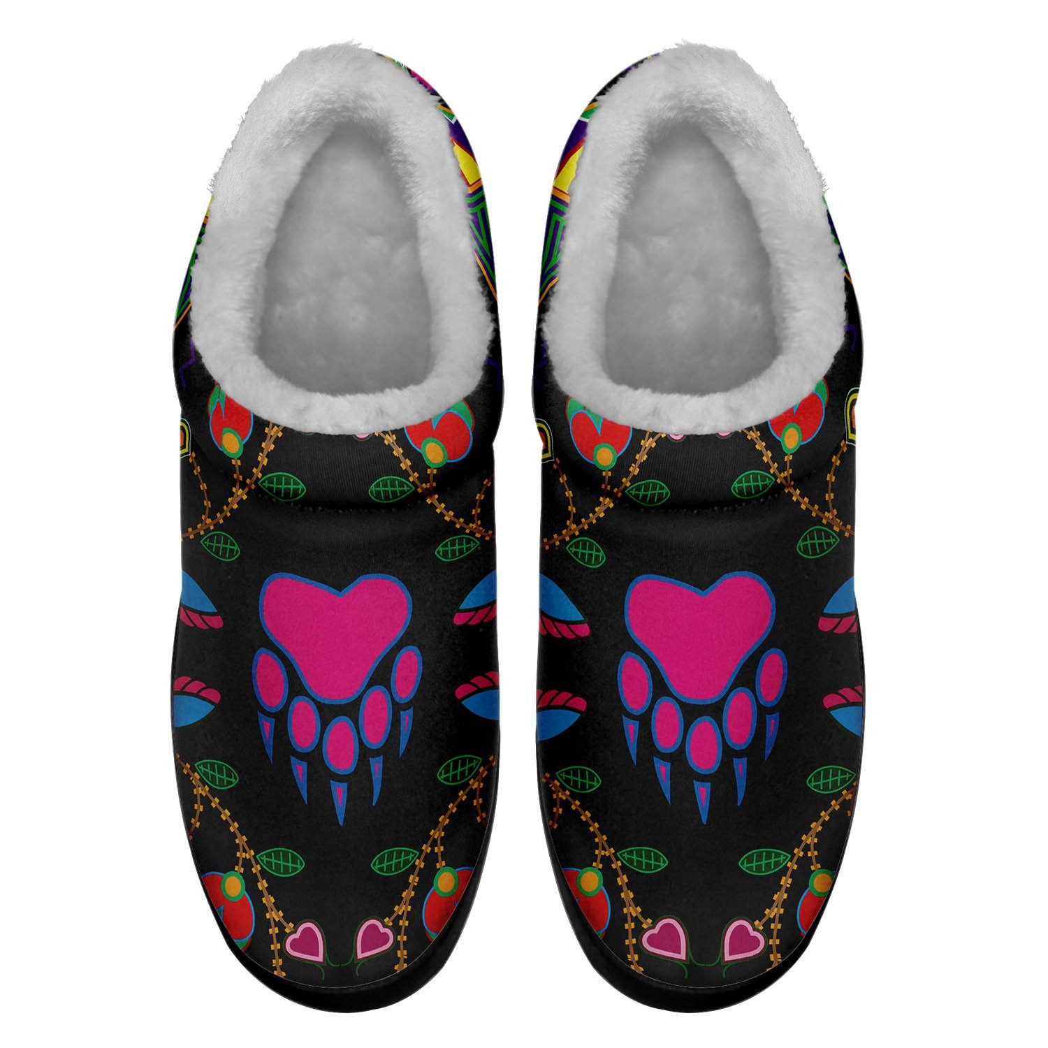 Geometric Floral Fall Black Ikinnii Indoor Slipper 49 Dzine