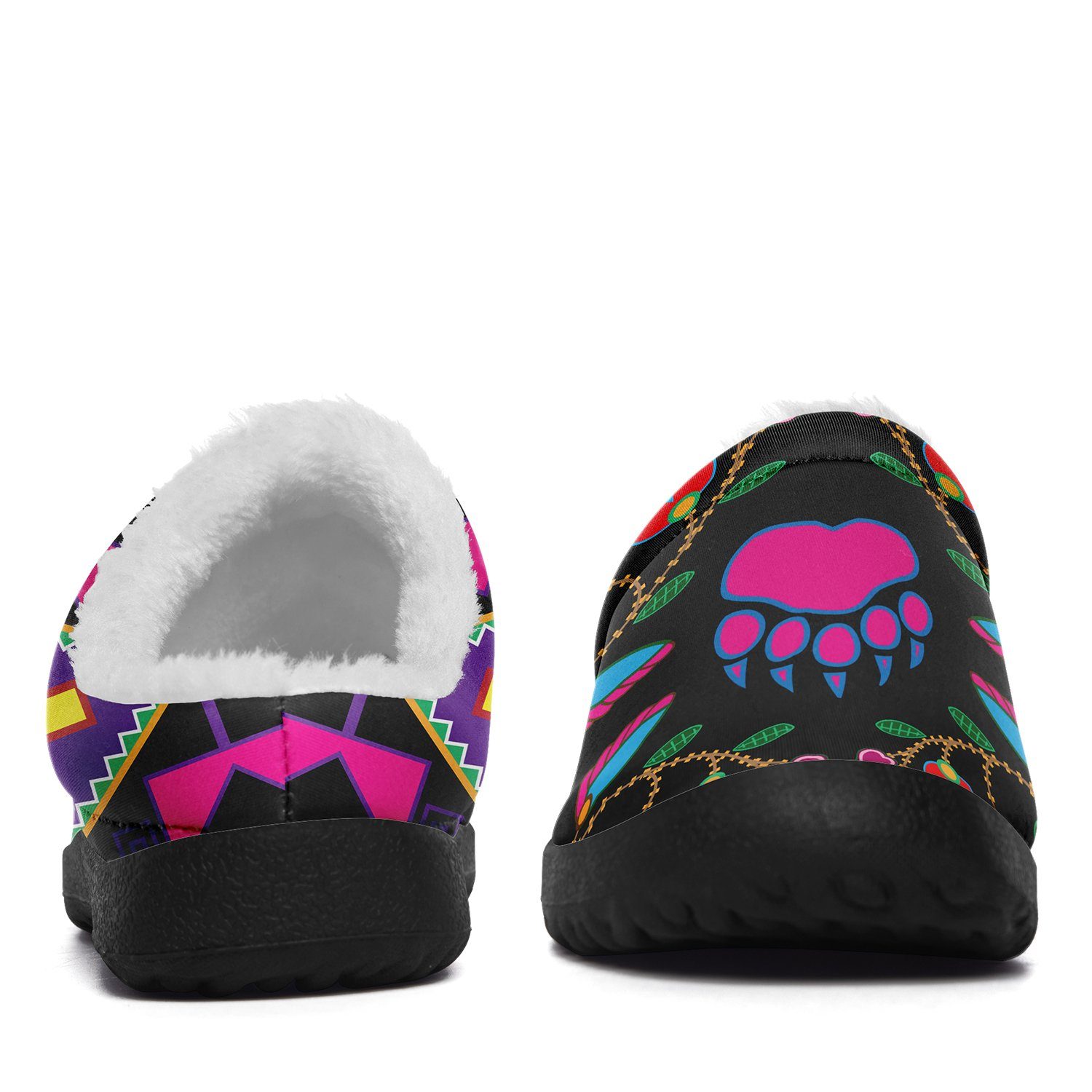 Geometric Floral Fall Black Ikinnii Indoor Slipper 49 Dzine
