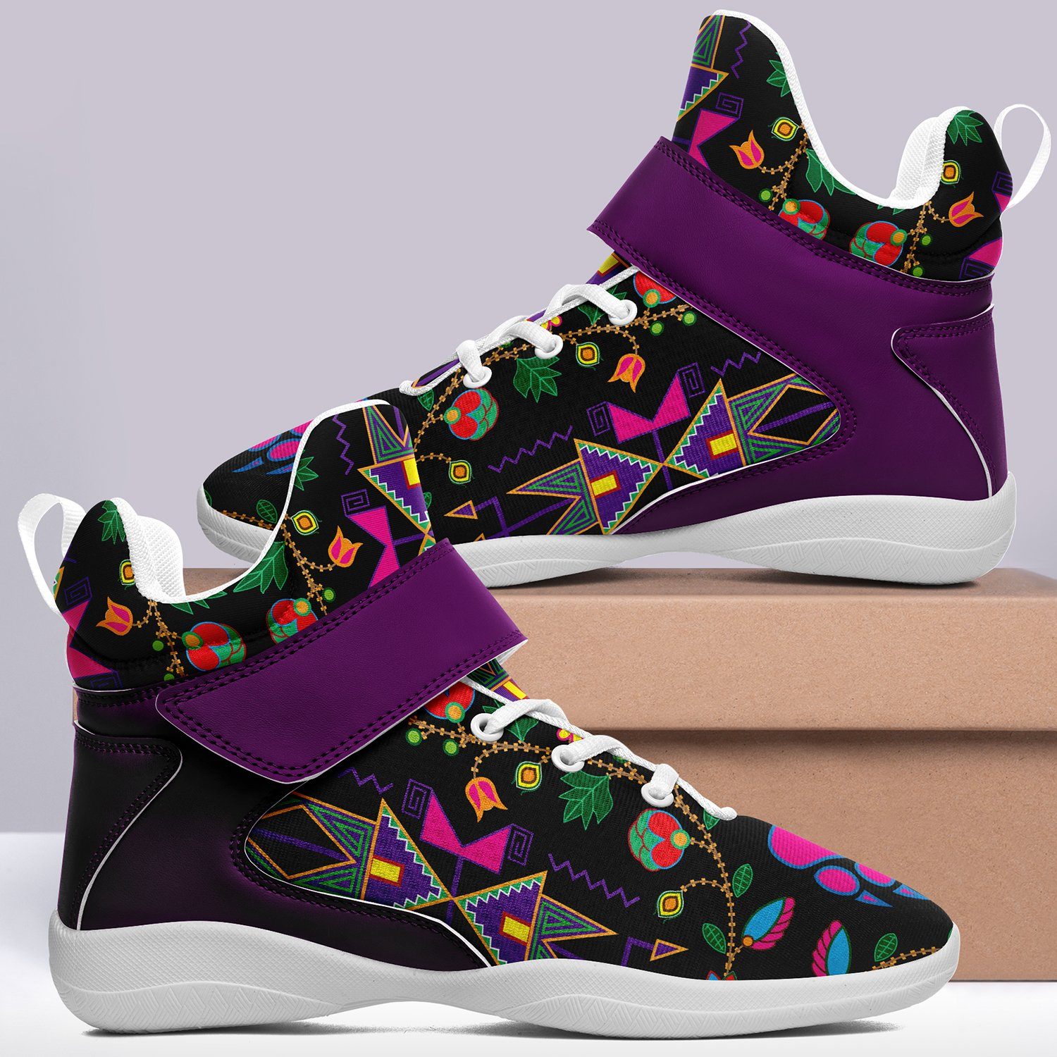 Geometric Floral Fall Black Ipottaa Basketball / Sport High Top Shoes 49 Dzine 