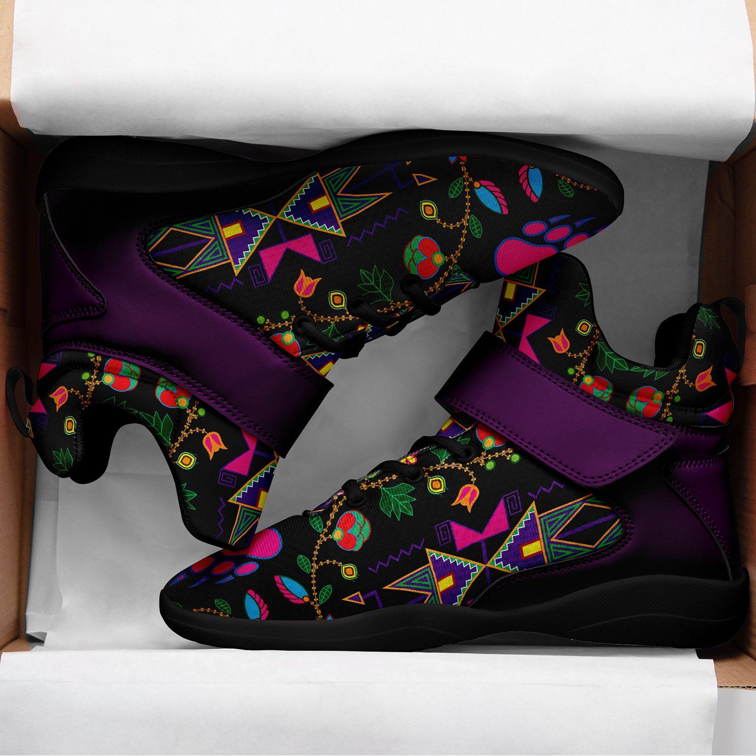 Geometric Floral Fall Black Ipottaa Basketball / Sport High Top Shoes 49 Dzine