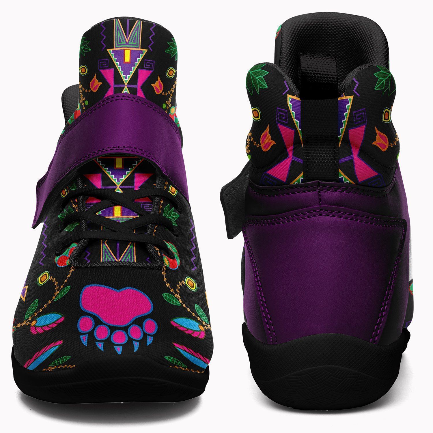 Geometric Floral Fall Black Ipottaa Basketball / Sport High Top Shoes - Black Sole 49 Dzine