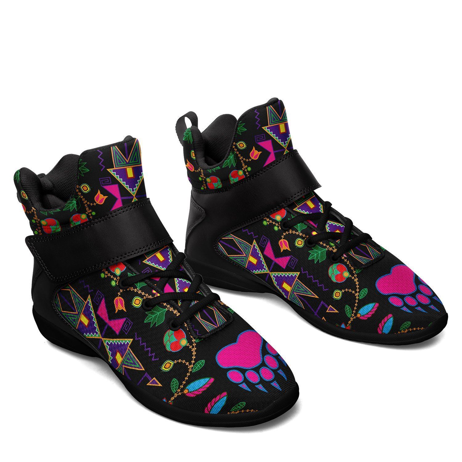 Geometric Floral Fall Black Ipottaa Basketball / Sport High Top Shoes - Black Sole 49 Dzine