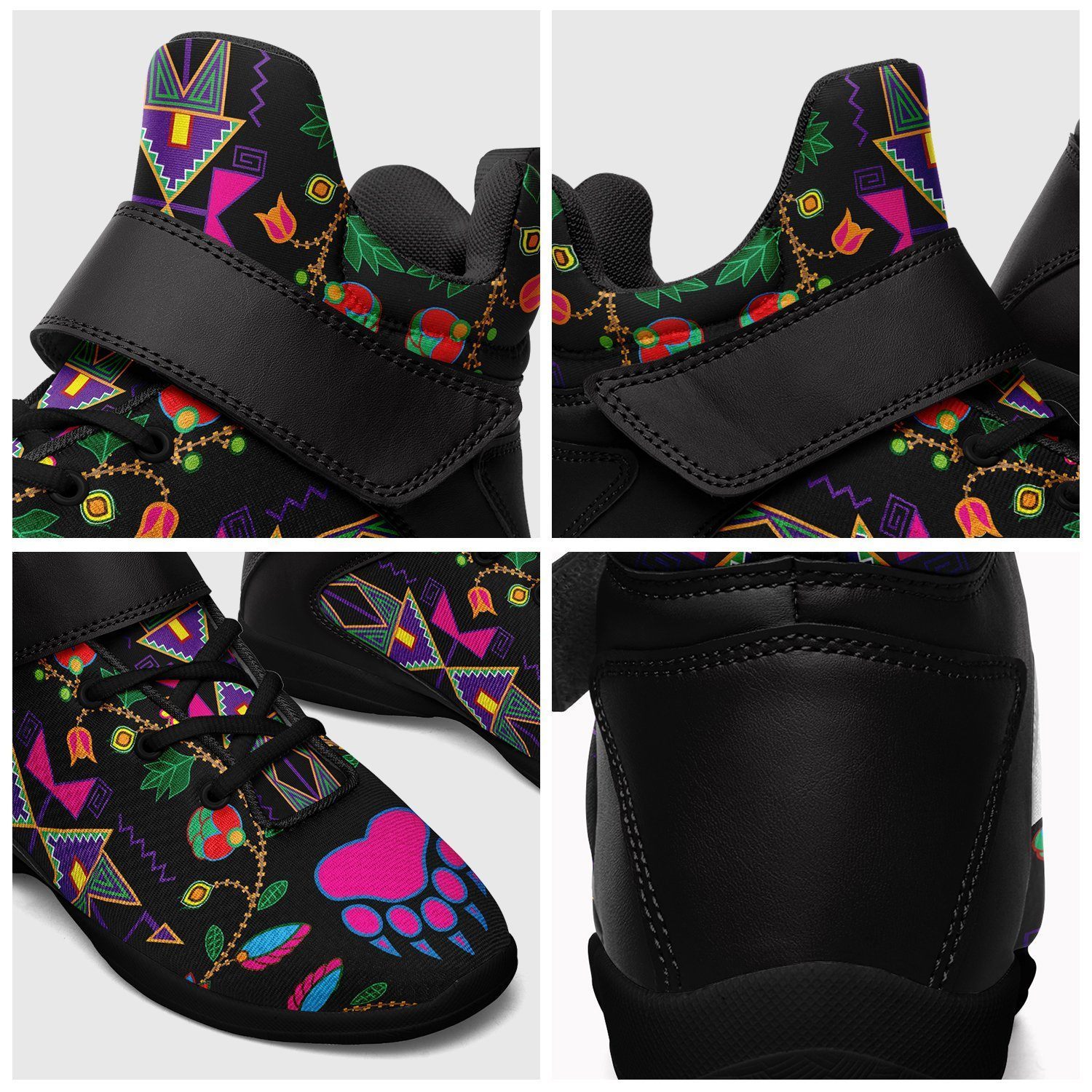 Geometric Floral Fall Black Ipottaa Basketball / Sport High Top Shoes - Black Sole 49 Dzine