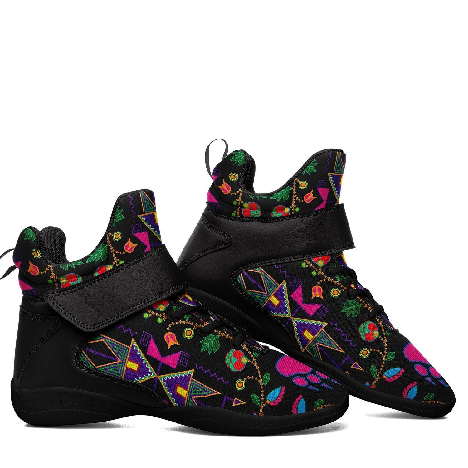 Geometric Floral Fall Black Ipottaa Basketball / Sport High Top Shoes - Black Sole 49 Dzine