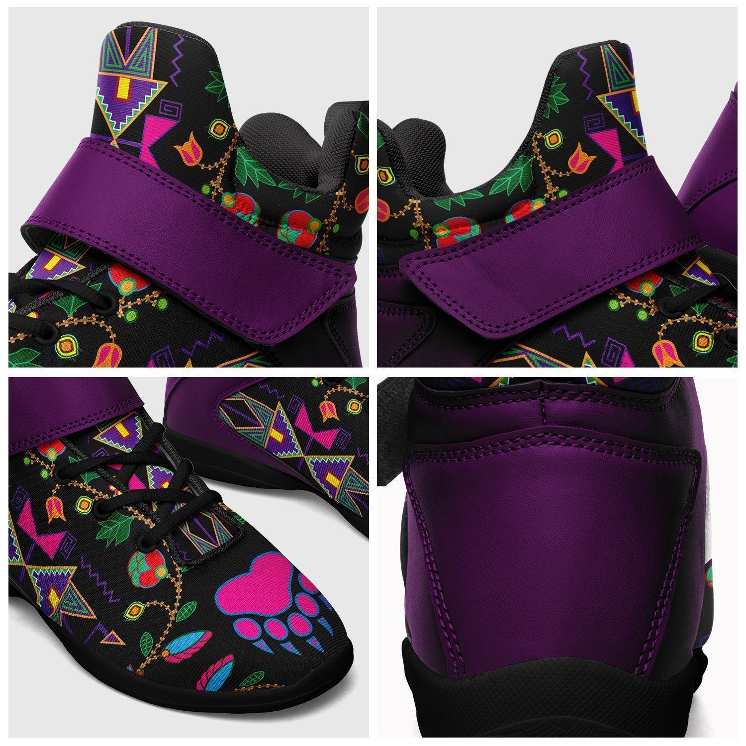 Geometric Floral Fall Black Ipottaa Basketball / Sport High Top Shoes - Black Sole 49 Dzine