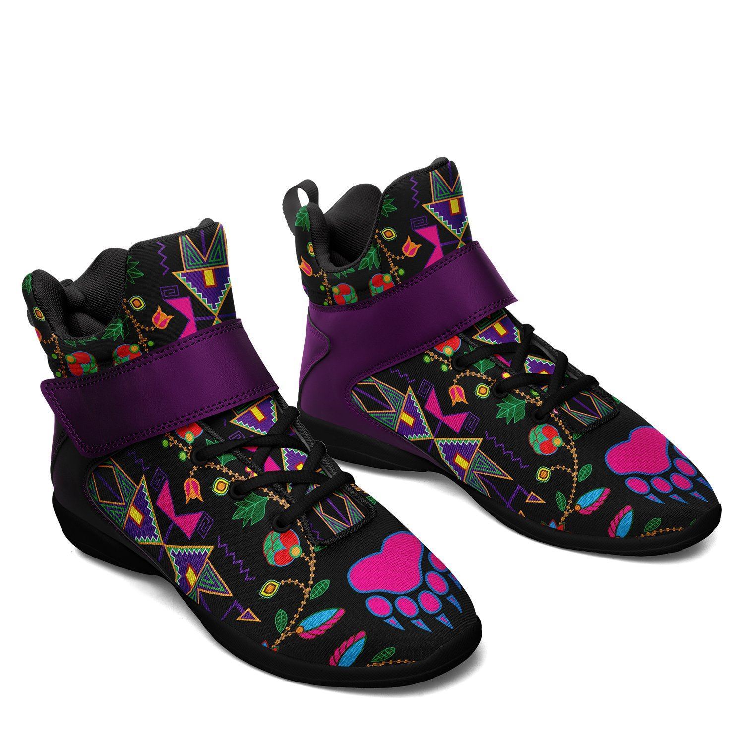 Geometric Floral Fall Black Ipottaa Basketball / Sport High Top Shoes - Black Sole 49 Dzine