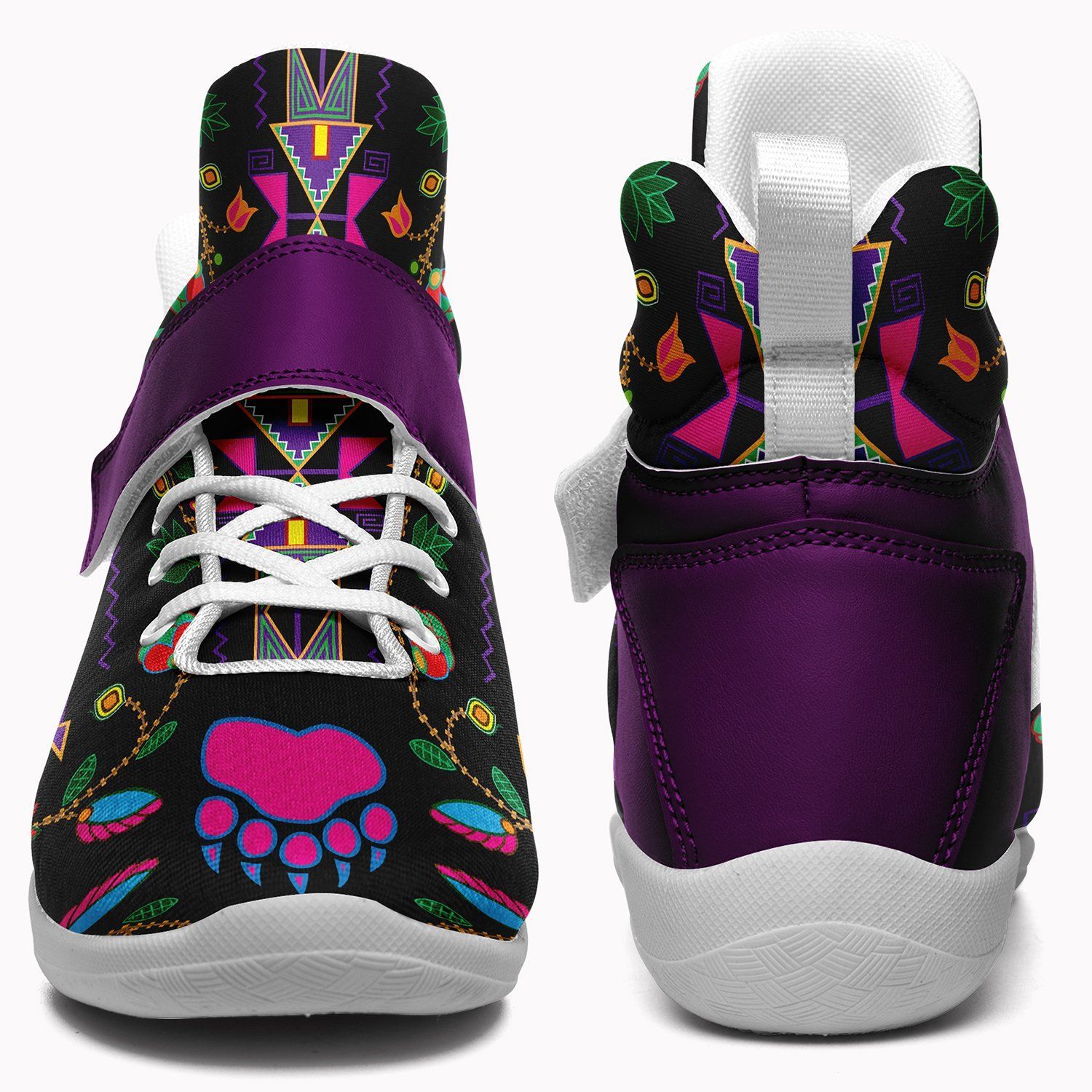 Geometric Floral Fall Black Kid's Ipottaa Basketball / Sport High Top Shoes 49 Dzine 