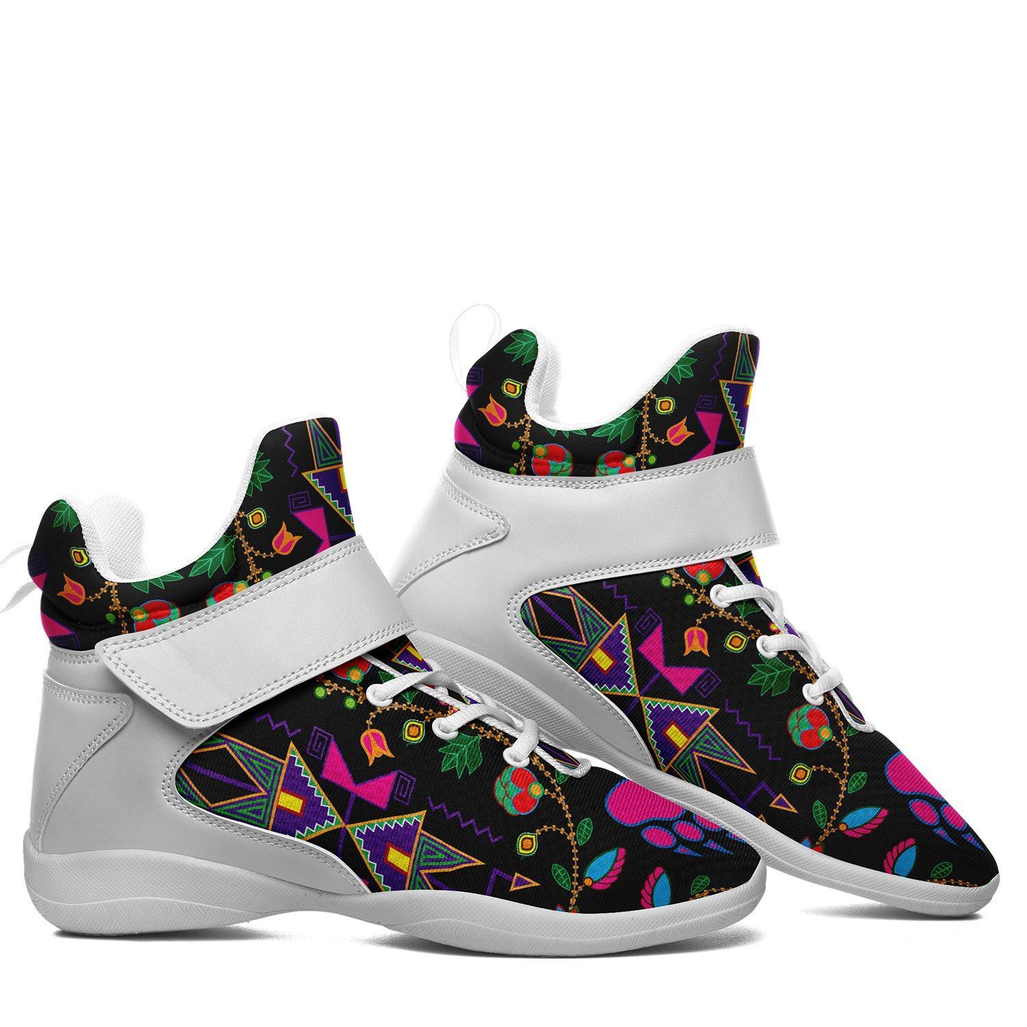 Geometric Floral Fall Black Kid's Ipottaa Basketball / Sport High Top Shoes 49 Dzine 