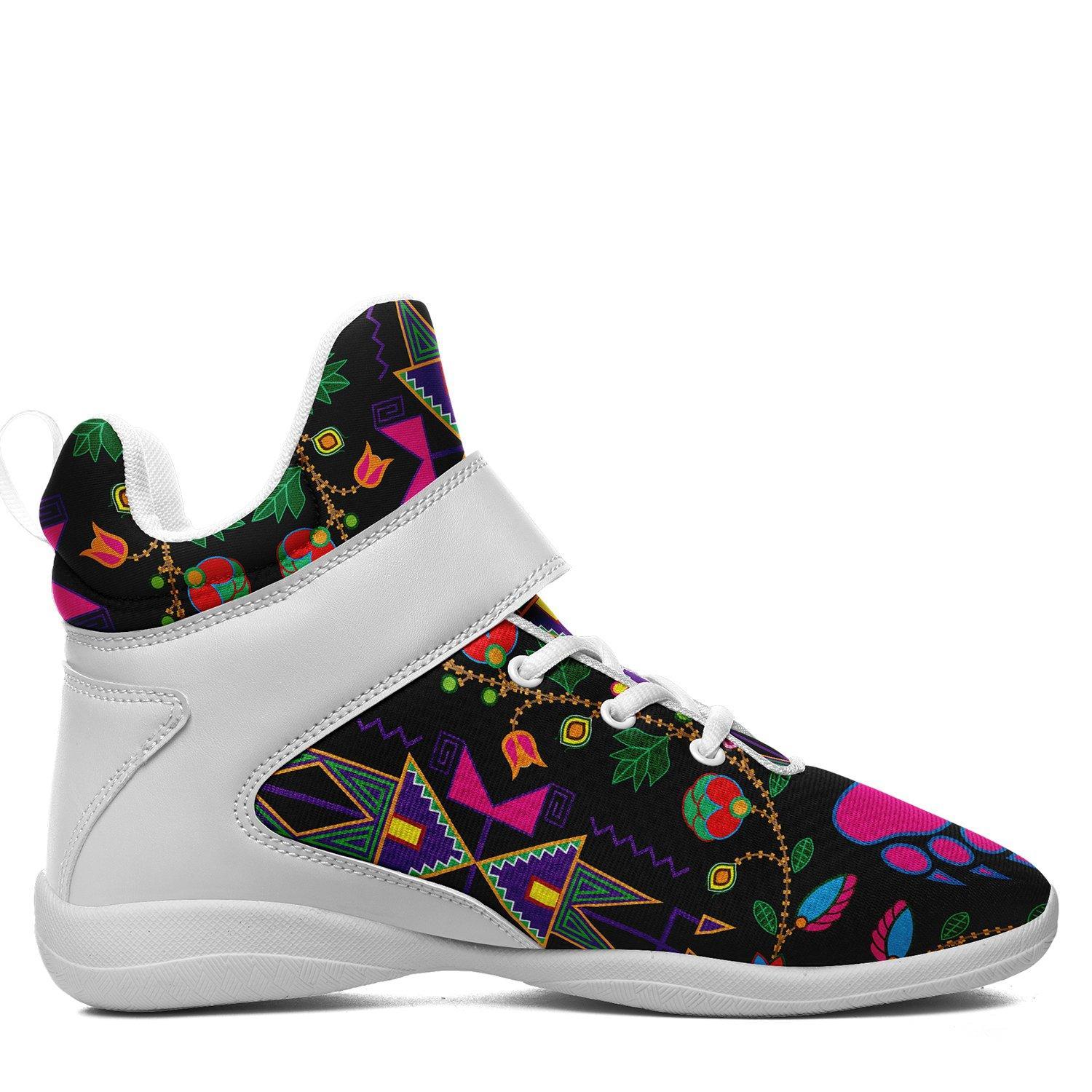 Geometric Floral Fall Black Kid's Ipottaa Basketball / Sport High Top Shoes 49 Dzine 