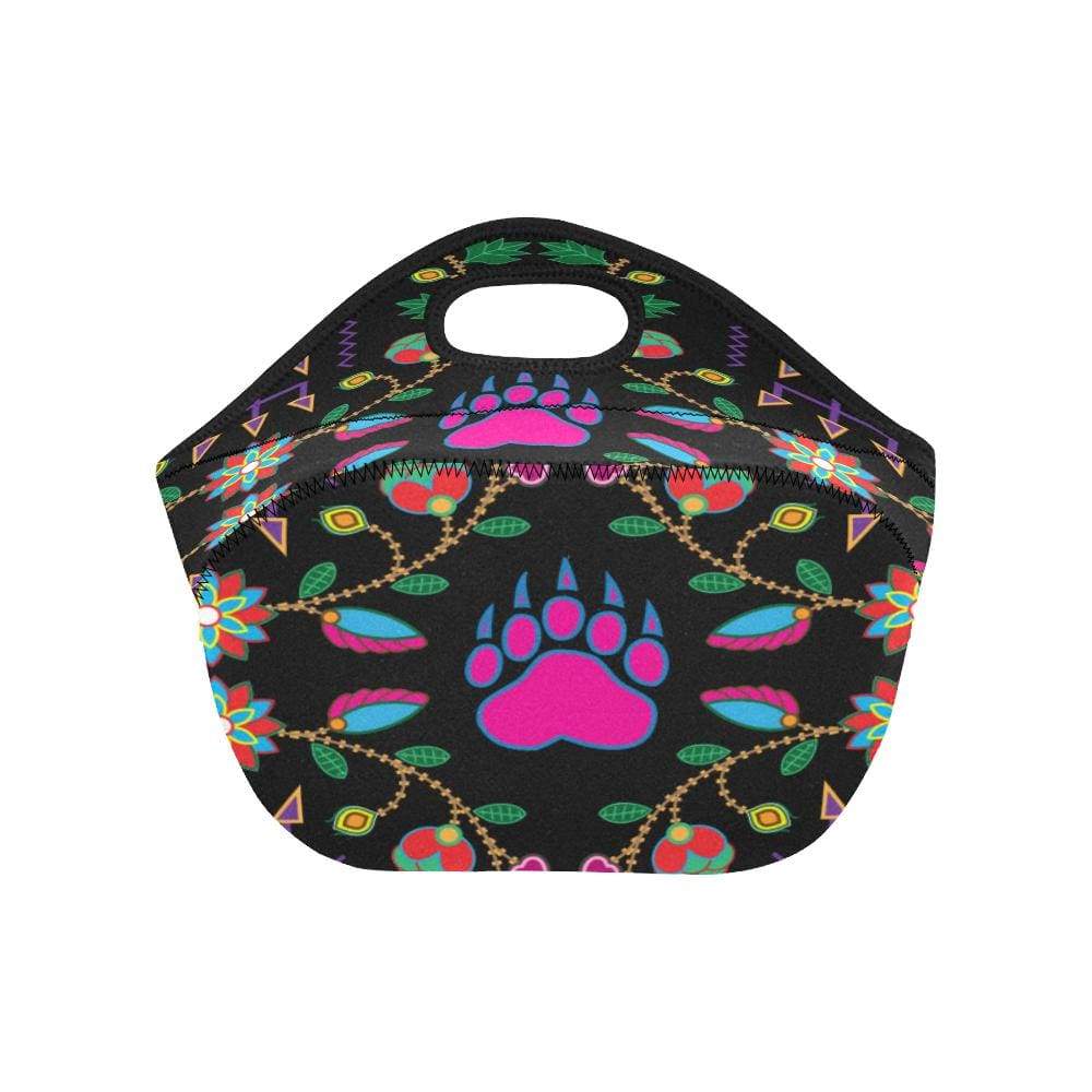 Geometric Floral Fall-Black Neoprene Lunch Bag/Small (Model 1669) Neoprene Lunch Bag/Small (1669) e-joyer