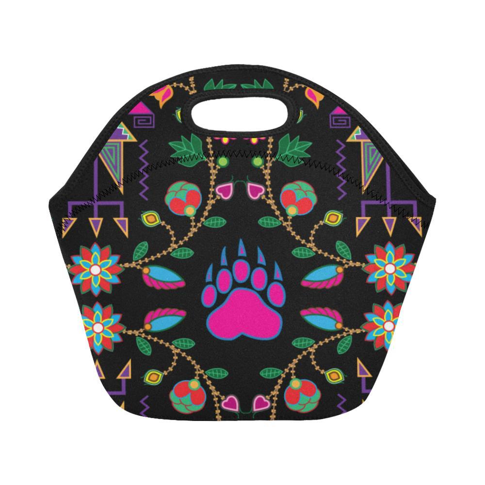 Geometric Floral Fall-Black Neoprene Lunch Bag/Small (Model 1669) Neoprene Lunch Bag/Small (1669) e-joyer