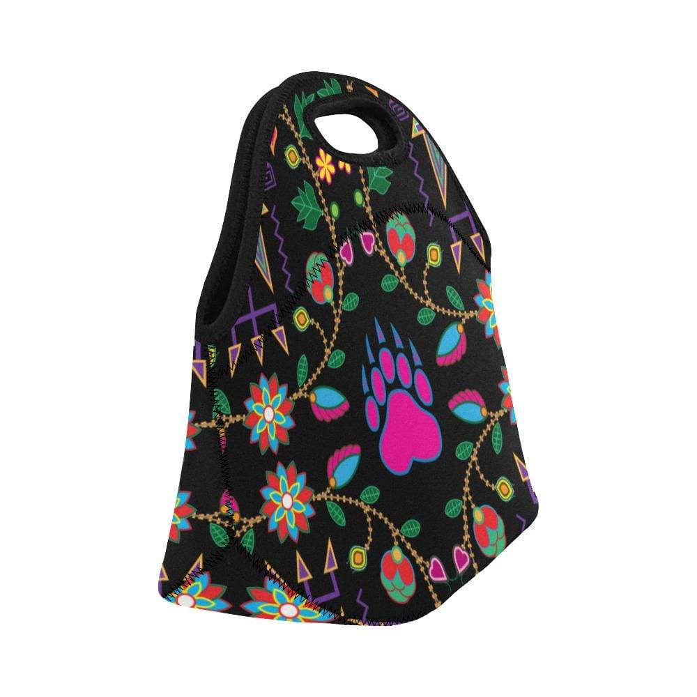 Geometric Floral Fall-Black Neoprene Lunch Bag/Small (Model 1669) Neoprene Lunch Bag/Small (1669) e-joyer