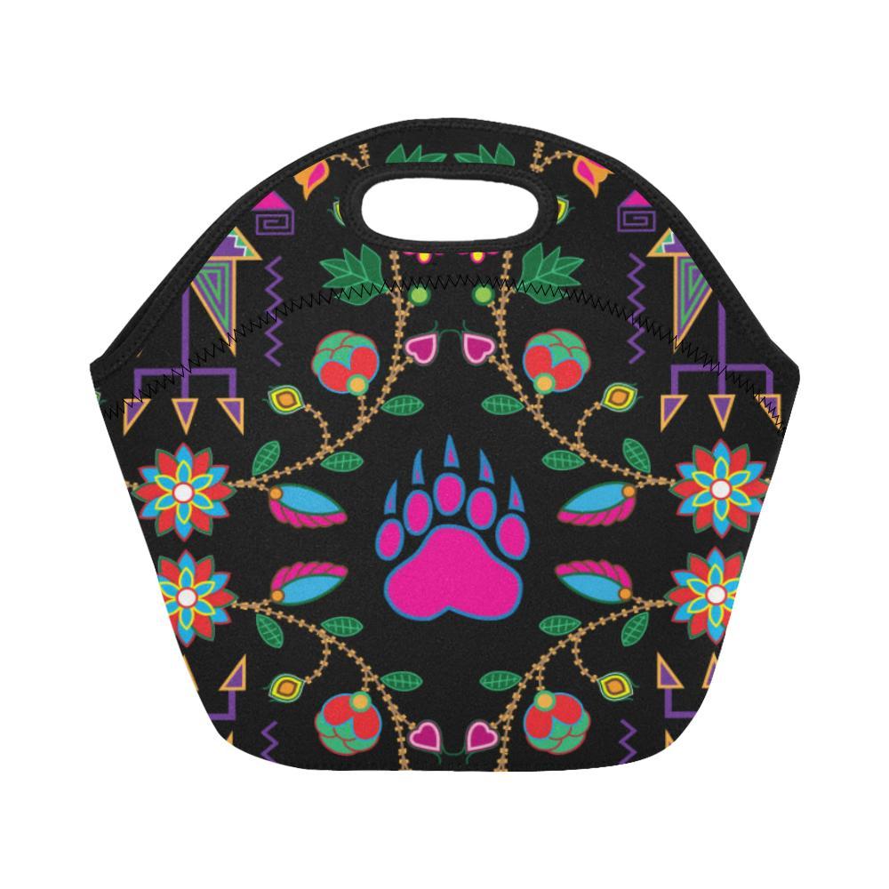 Geometric Floral Fall-Black Neoprene Lunch Bag/Small (Model 1669) Neoprene Lunch Bag/Small (1669) e-joyer