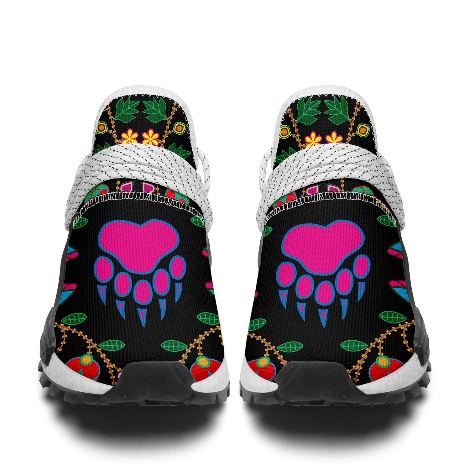 Geometric Floral Fall Black Okaki Sneakers Shoes 49 Dzine