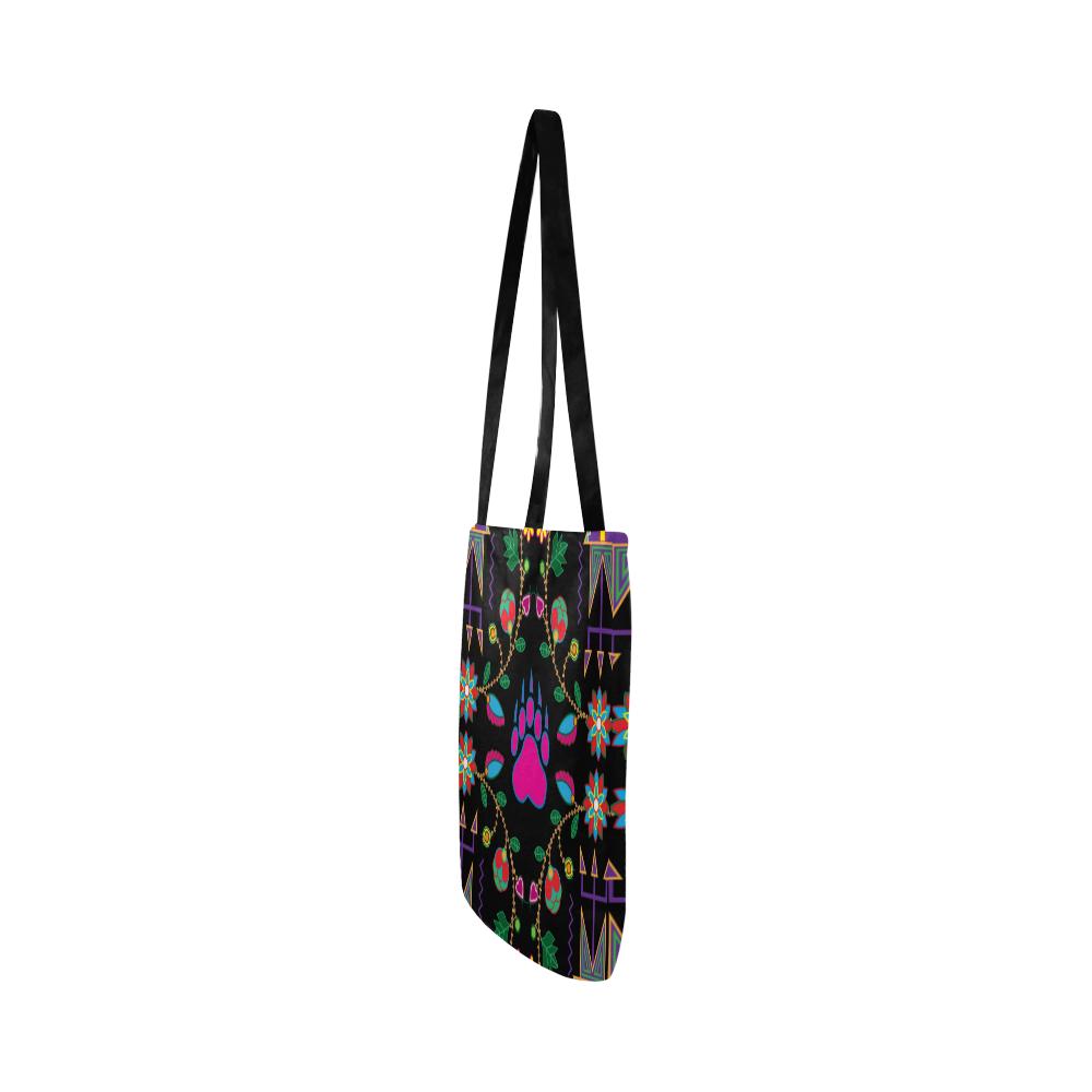 Geometric Floral Fall-Black Reusable Shopping Bag Model 1660 (Two sides) Shopping Tote Bag (1660) e-joyer