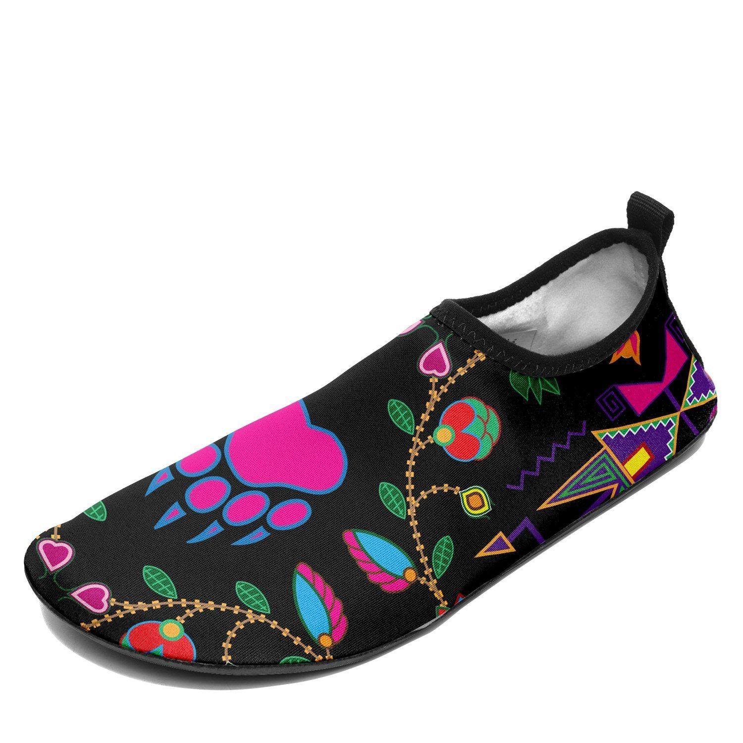 Geometric Floral Fall Black Sockamoccs Kid's Slip On Shoes 49 Dzine