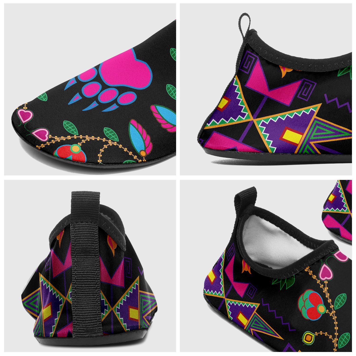 Geometric Floral Fall Black Sockamoccs Slip On Shoes 49 Dzine