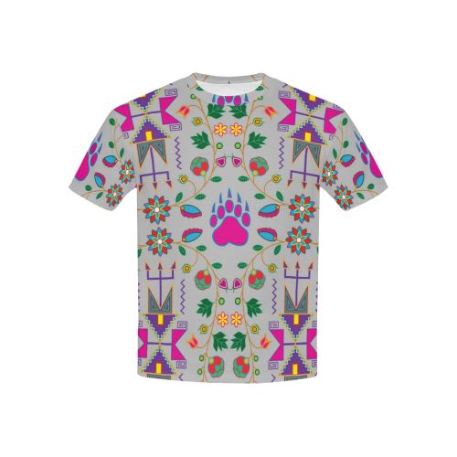 Geometric Floral Fall-Gray All Over Print T-shirt for Kid (USA Size) (Model T40) All Over Print T-shirt for Kid (T40) e-joyer