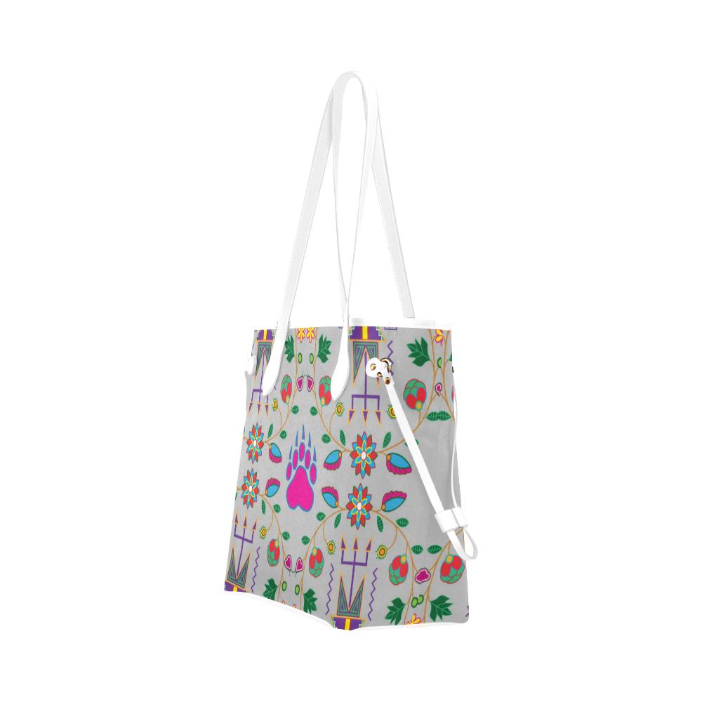 Geometric Floral Fall - Gray Clover Canvas Tote Bag (Model 1661) Clover Canvas Tote Bag (1661) e-joyer