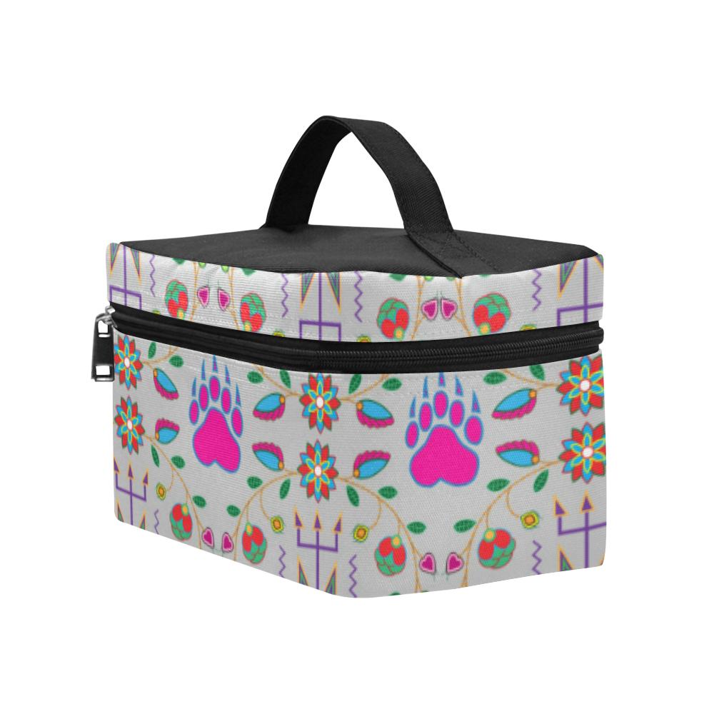 Geometric Floral Fall - Gray Cosmetic Bag/Large (Model 1658) Cosmetic Bag e-joyer