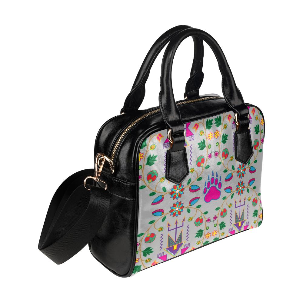 Geometric Floral Fall-Gray Shoulder Handbag (Model 1634) Shoulder Handbags (1634) e-joyer