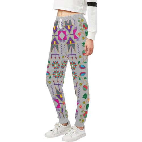 Geometric Floral Fall-Gray Women's All Over Print Sweatpants (Model L11) Women's All Over Print Sweatpants (L11) e-joyer