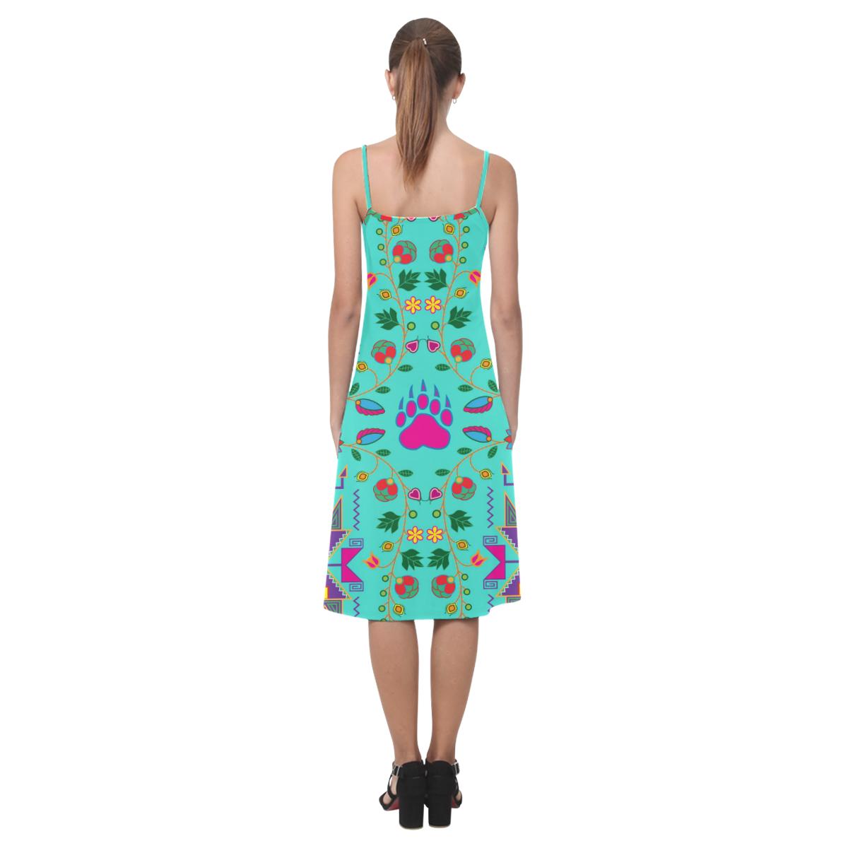Geometric Floral Fall - Sky Alcestis Slip Dress (Model D05) Alcestis Slip Dress (D05) e-joyer