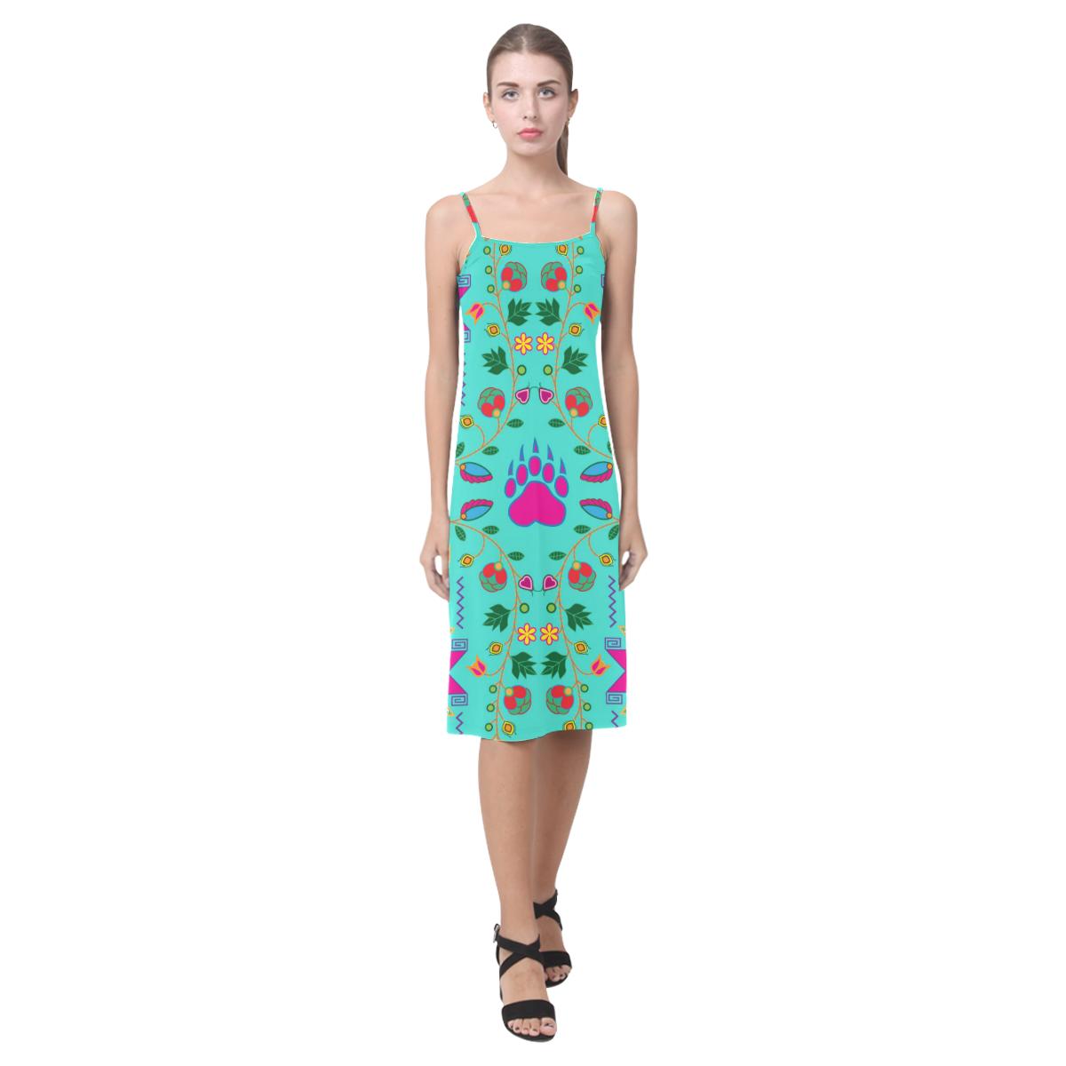 Geometric Floral Fall - Sky Alcestis Slip Dress (Model D05) Alcestis Slip Dress (D05) e-joyer