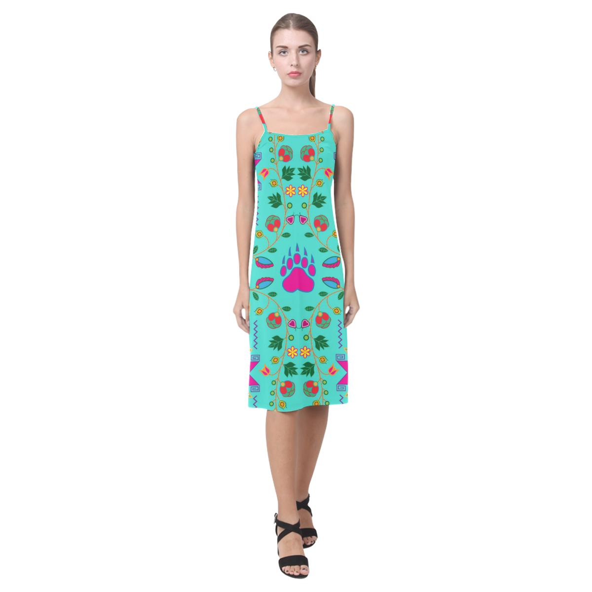 Geometric Floral Fall - Sky Alcestis Slip Dress (Model D05) Alcestis Slip Dress (D05) e-joyer 